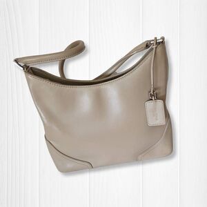 Casual Corner Womens Leather Shoulder Bag Cream Beige
